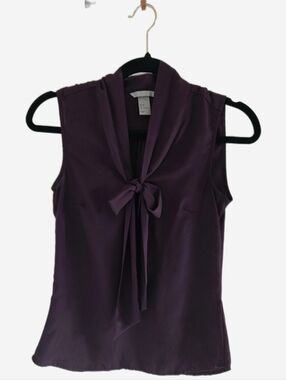 🖤 H&M Plum Tie Neck Sleeveless Satin Blouse - Size 2
